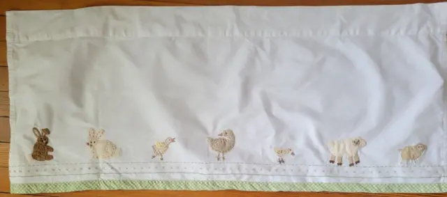 Pottery Barn Kids Green Gingham & Farm Animals Window Valance 18”x44” Cotton