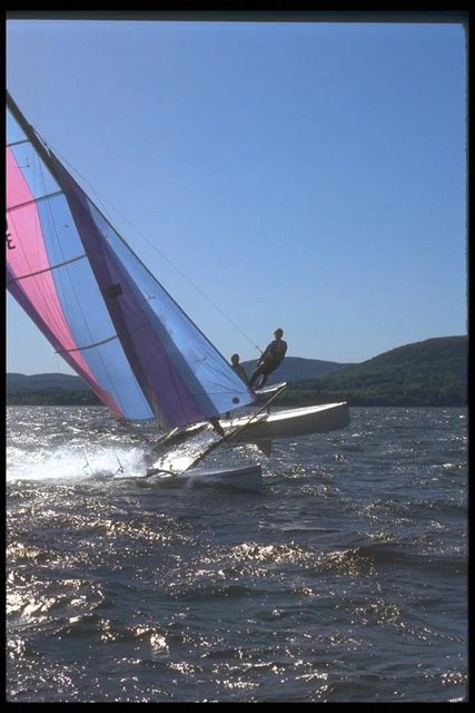 172078 High Torque Hobie 21 Sailing On Penobscot Bay Maine A4 Photo Print