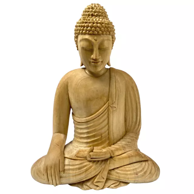 Earth Witness Buddha Sculpture Bhumisparsha Wood Carving Statue Bali art