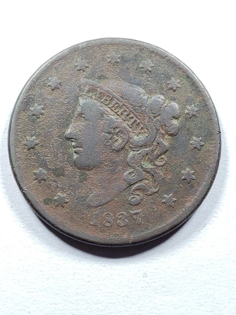 1837 Philadelphia Mint Copper Classic Head Large Cent corroded