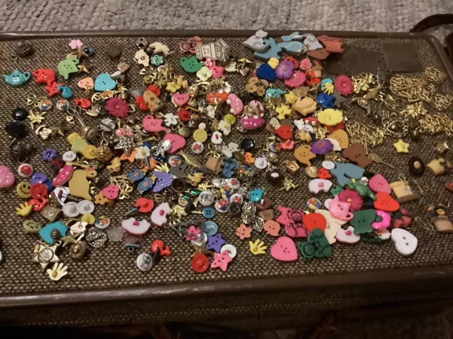 Bulk Lot Buttons Metal Embellishments Wooden Plastic Kids Theme