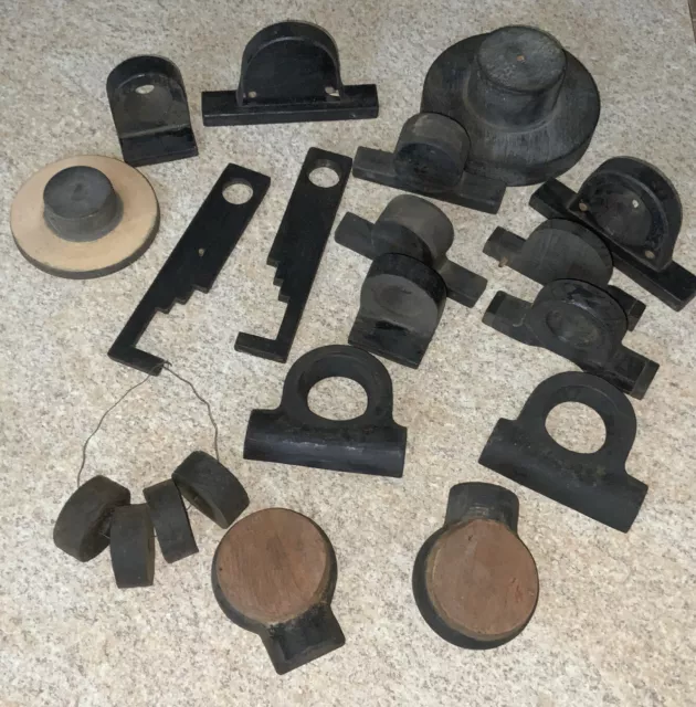 Antique Black Wood Mold Foundry Patterns &Salvage PCs Lot of 20 for Crafts, etc