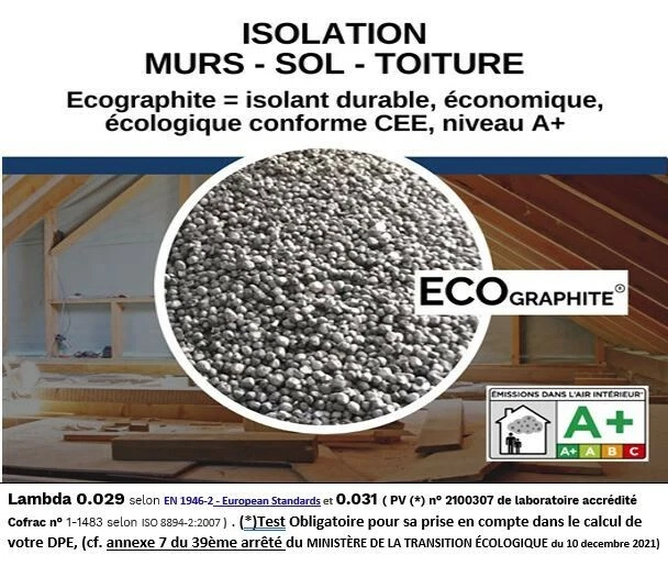 billes isolantes  3 000 litres Ecographite+ pistolet injection