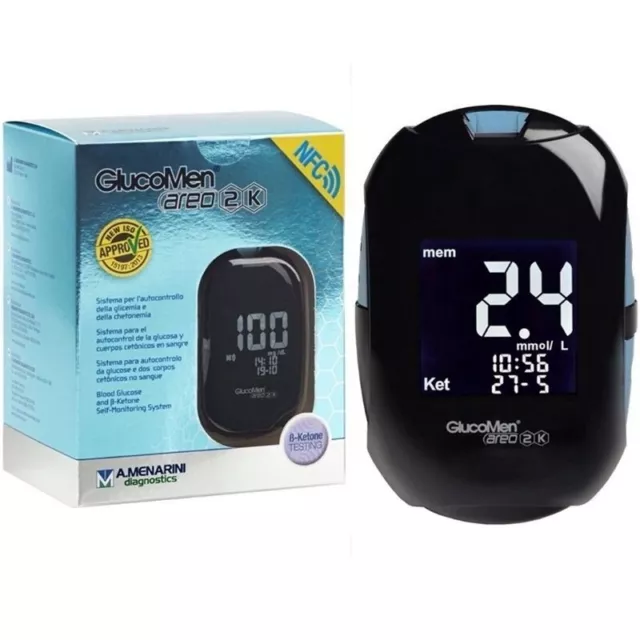 Menarini GlucoMen areo 2K Glucómetro Digital - Negro
