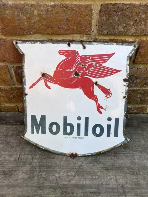 Mobiloil Enamel Sign Vintage Enamel Mobil Oil Motor Sign Pegasus Horse