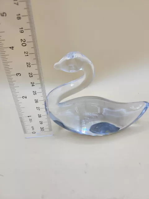 Vintage Crystal Clear ART Glass Swan bird goose Paperweight Figurine Beautiful 2