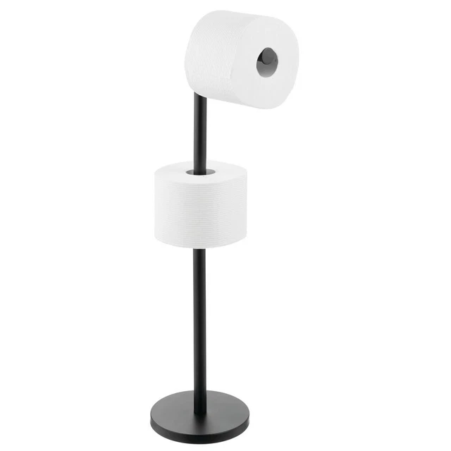 mDesign porte-papier toilette sur pied en acier inoxydable – noir