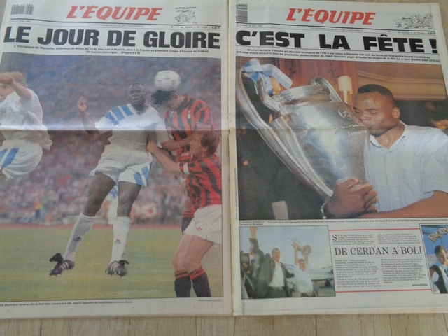 Lot De 4 Journaux L'Equipe 1993 - OM Milan AC - Boli Jour De Gloire