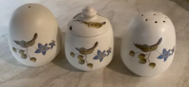 Axe Vale Devon Pottery Salt Pepper And Mustard Pots.  With  Bungs.