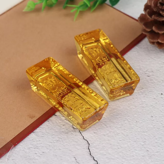 1pc Feng Shui Chinese Yellow Crystal Gold Ingot For Wealth Lucky Home DecorN  F1