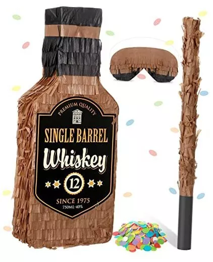 BROWN WHISKEY BOTTLE Pinata with Stick 16 x 6.3 x 3 Inch Pinata Whisky ...