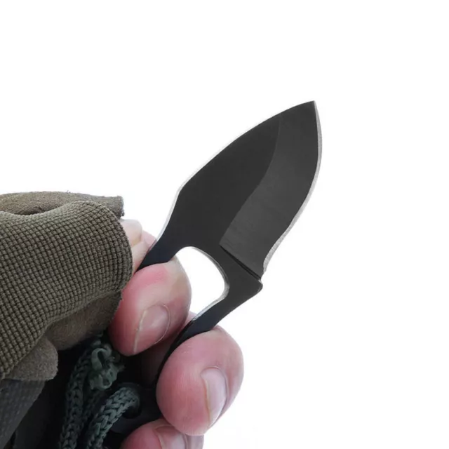 Mini Pocket Finger Paw Self-Defence Survival Fishing Neck Knife W/ Sheath Steel 2
