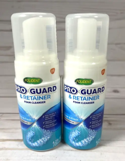 Limpiador de espuma protector y retenedor Polident Pro transparente y fresco 4,2 oz (2 botellas) 2023