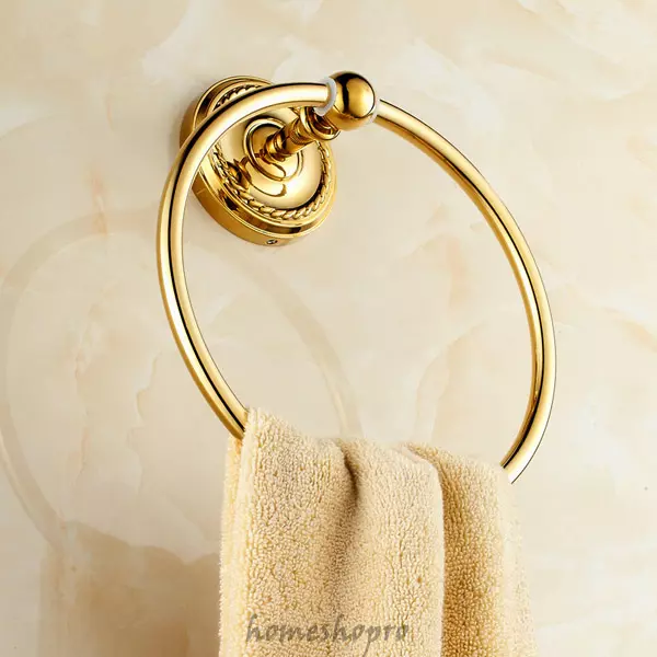 Brass Gold Polished Bathroom Accessory Round Hand Towel Ring Rack Holder Hanger