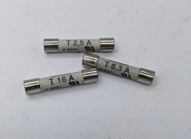 17x G-Sicherungseinsätze 6,3x32mm T2, 5A 6,3A 16A Siba 2