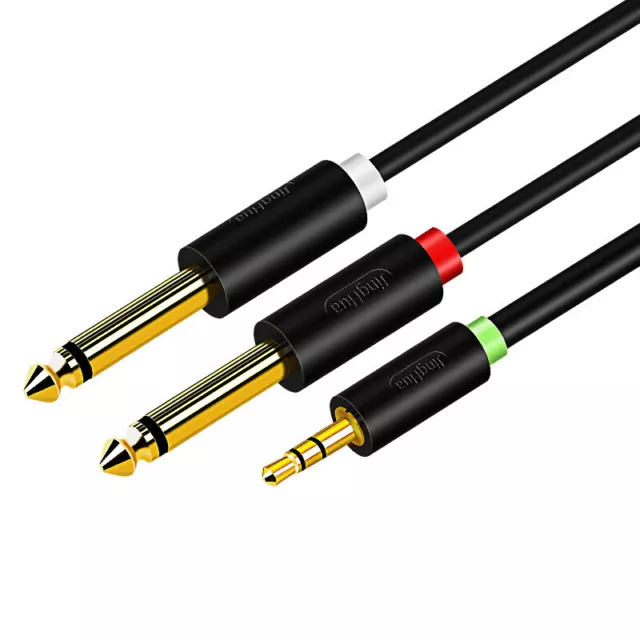 3.5mm TRS to Dual 6.35mm TS Mono Stereo Audio Y-Splitter Cable 10M 5M 3M Premium