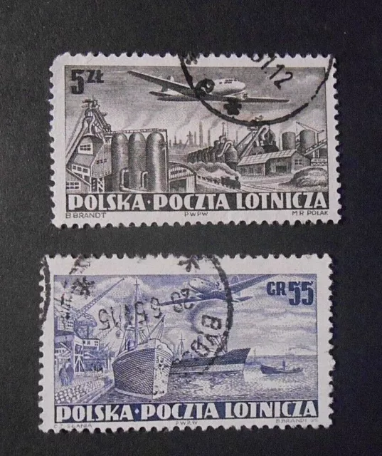 POLONIA,POLAND,POLSKA,1952 " Posta Aerea Volo su città" 2 Valori USED