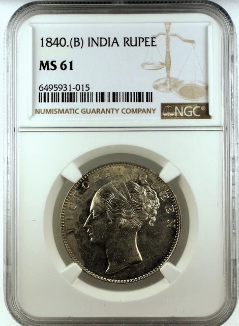 India British 1840.B Rupee Cont. Legend Type NGC MS61