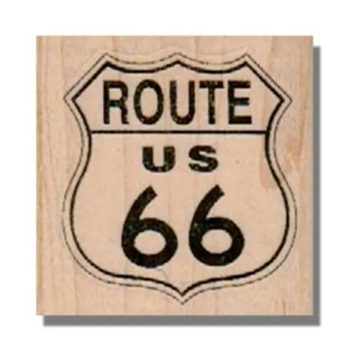 Mounted Rubber Stamp, Route 66 Sign, Travel, Road, Sign, Car, Trip, Media, Retro
