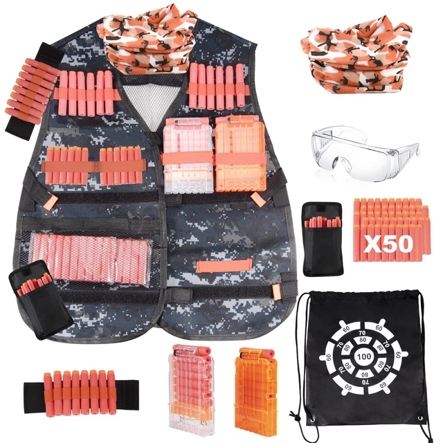KIDS TACTICAL VEST Kit for Nerf Guns NSeries with Refill Darts Pouch