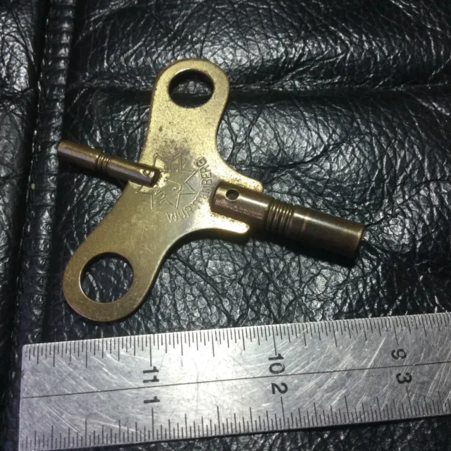 Rare Named  Junghans Double Ended Brass Clock Key 3.75 Mm 1.75mm