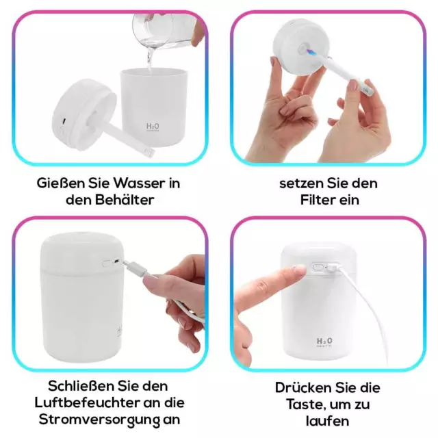 Luftbefeuchter LED Licht Mini USB Ultraschall Duftöl Aroma Diffuser Humidifier 3