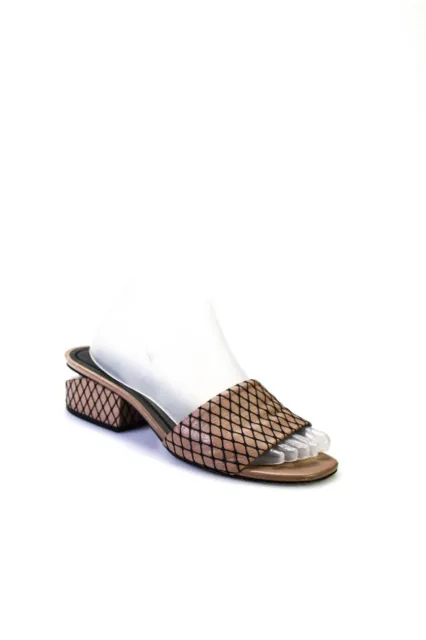 Alexander Wang Womens Beige Textured Blocked Heel Sandals Shoes Size 8