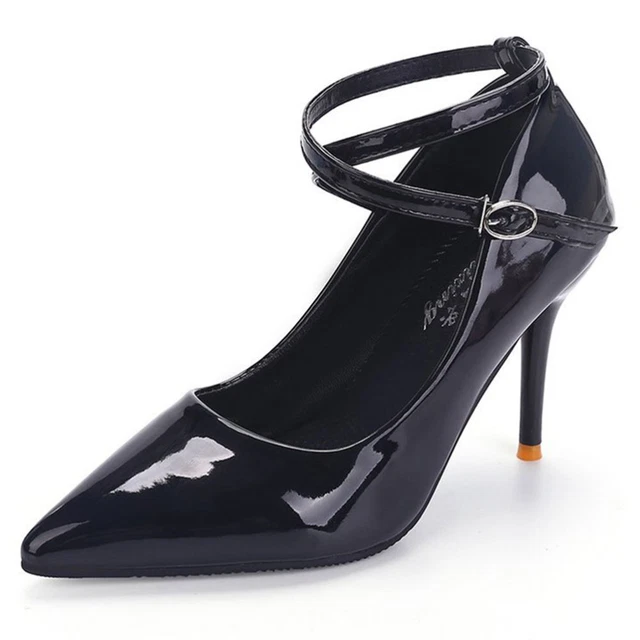 Clear Pointed Toe Sandals Black Pointed Toe Heels Heeles One Word Belt 2