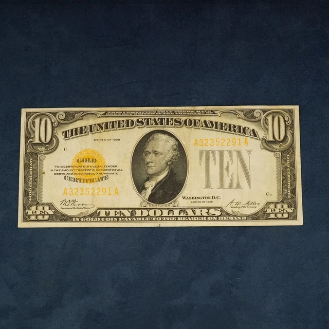 Series of 1928 $10 Gold Certificate Ten Dollar Bill FR 2400 - Free Shipping USA