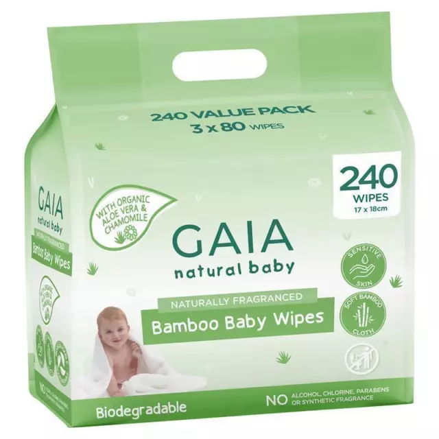 Gaia Natural Baby Bamboo Wipes 240