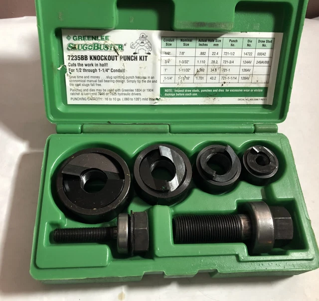 Greenlee Slugbuster 7235BB Knockout Set, ½” to 1-1/4” Conduit Size Must See New?