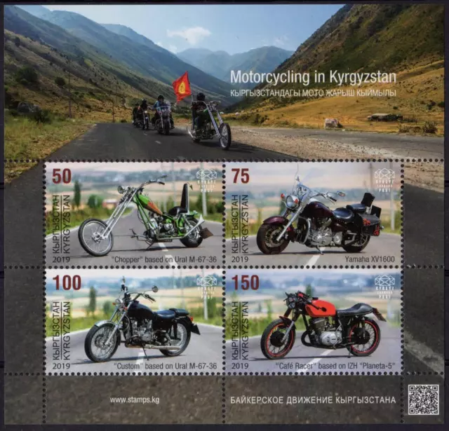 Kirgisien: MiNr. 136 - 139 Bloc 38, 16.10.2019, " Motos ", Bloc , Neuf