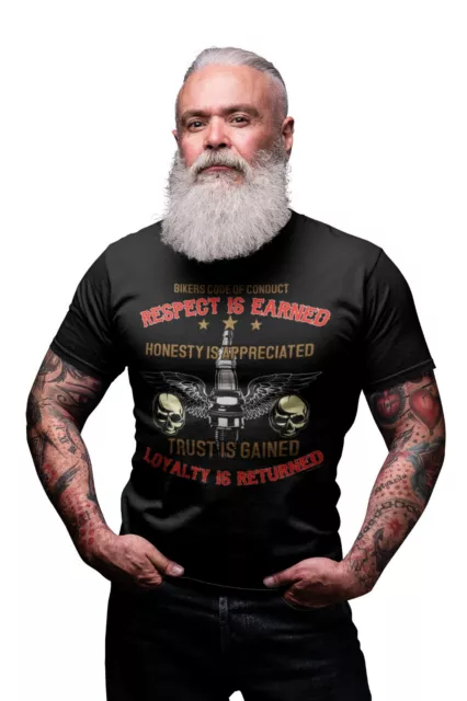 RESPECT IS EARNED Funny Biker T-Shirt Mens ORGANIC Motorbike Motorcycle