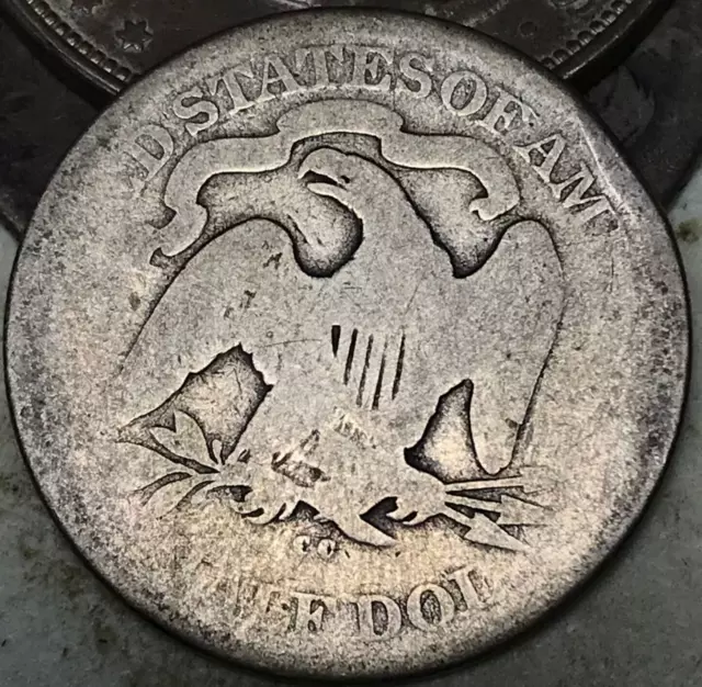 1877 CC Seated Liberty Half Dollar 50C Ungraded 90% Silver US Coin CC19659