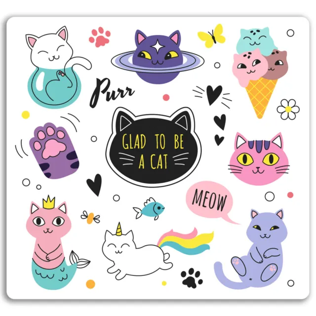 2 x 10cm Funny Cats Vinyl Stickers - Kitten Cat Cute Girls Sticker Laptop #17631