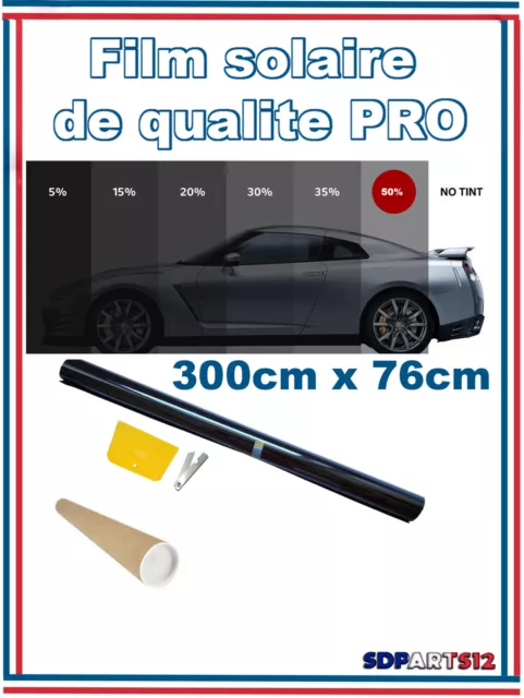 Film Solaire De Qualite Pro 3m X 76cm Teinté 50% Vlt Noir Auto Batiment