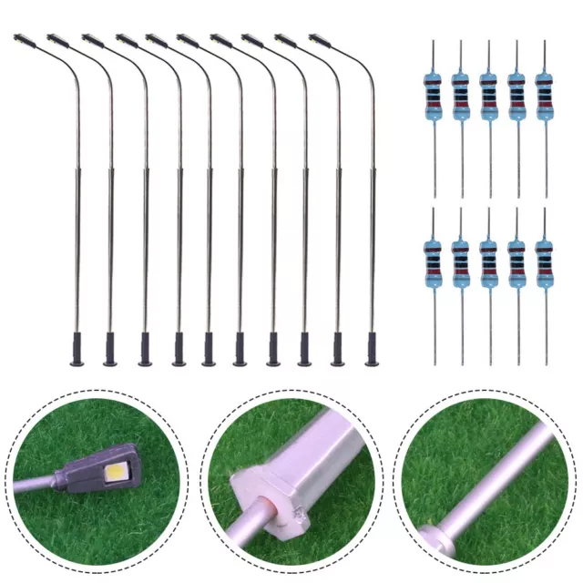 Lámparas de calle modelo de ferrocarril de diseño clásico para modelo de trenes conjunto de 10 3