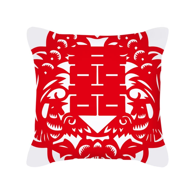 45 cm x 45 cm großer Plüsch-Kissenbezug, Hauptfarbe Rot, Kissenbezug für