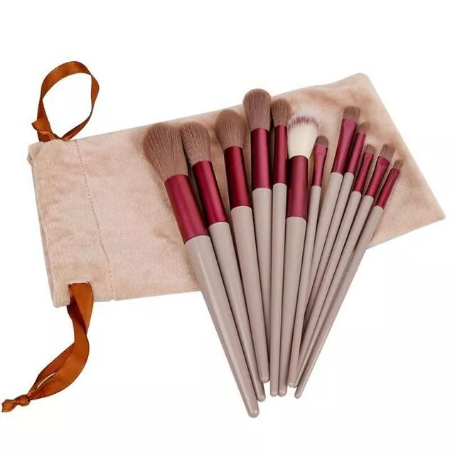 Set da 13 pennelli professionali per Make-up, Pennello Trucco Ombretto Rosa
