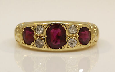 Gorgeous Antique 18K Yellow Gold Ring With 1.75 Ctw Rubies And Diamonds! #S38
