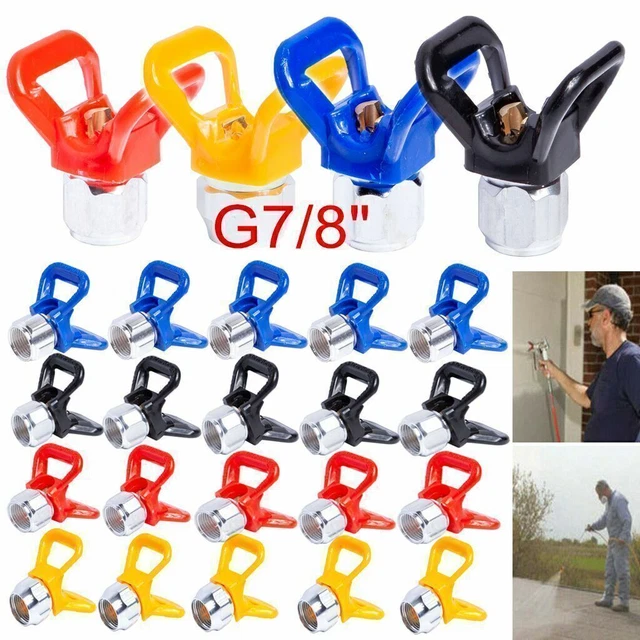 Airless Paint Spray Gun Tip Nozzle & Guard Set – 1 Or 5 Pieces, Blue, For Sprayer Painter
