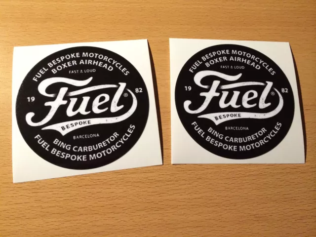 2x FUEL Aufkleber Biker V2 Motorrad Mopped Old School Custom Bobber Cafe Racer