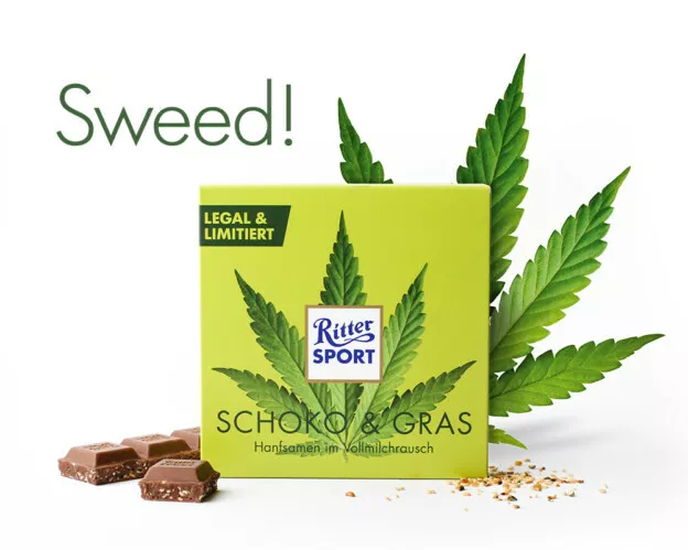 Ritter Sport "SCHOKO & GRAS" - Hanf-Schokolade - Sonderedition für Sammler