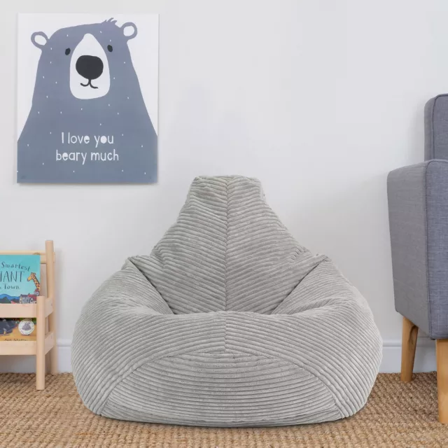 Kids Bean Bag Cord Recliner Childrens Filled Beanbag Chair