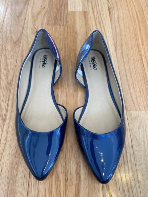 Mossimo Womens Size 8 Blue Slip On Pointed Toe D'Orsay Flats Shiny