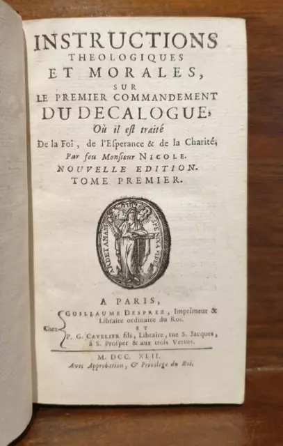 Décalogue de Nicole - Lot de 2 tomes : 1 & 2 - Paris, 1742 / Book 18th