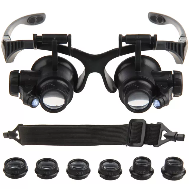 25X Magnifier Magnifying Eye Glass Loupe Jeweler Watch Repair Kit With LED Light 3