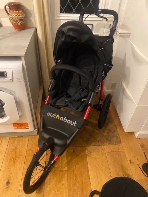 Out n about nipper sport V4 pushchair Raven black with red frame birth to 22 kg