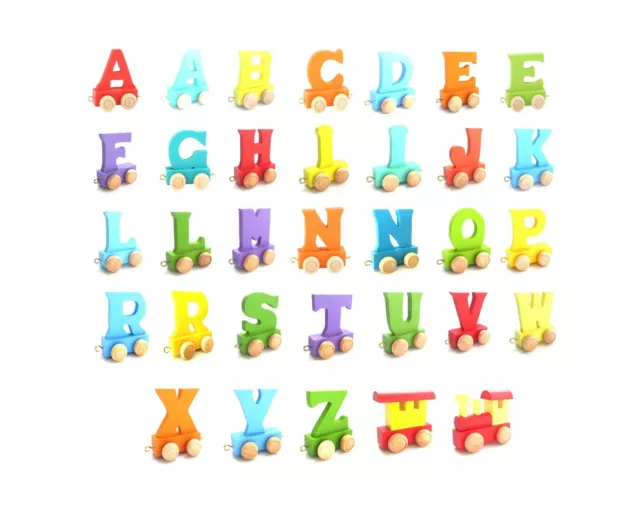 Personalized 26 Wood Letter Train Set for Preschool Toddler Kids Educational Toy