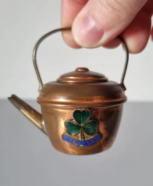 Vintage antiker Miniatur Kupfer Wasserkocher abnehmbarer Deckel Made in Ireland Souvenir